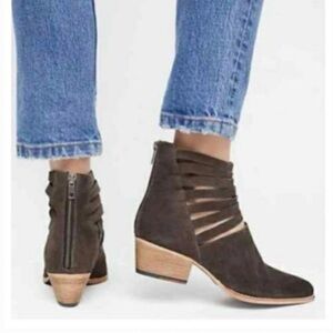 Free People Charcoal Strappy Ankle Boots - never worn
